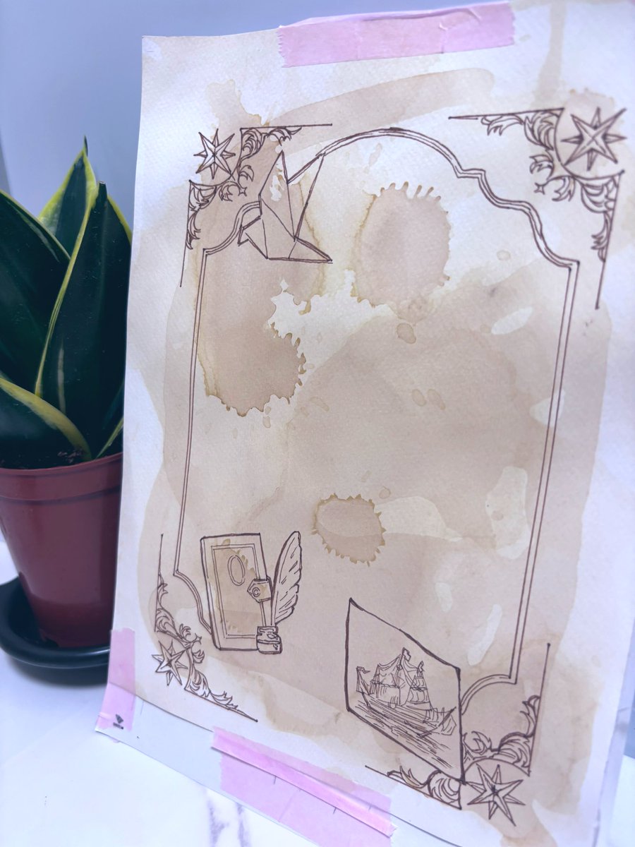 水張りなんて丁寧な下準備はしないので紙はバリバリです
まずはキーになりそうな小物を配置してみます