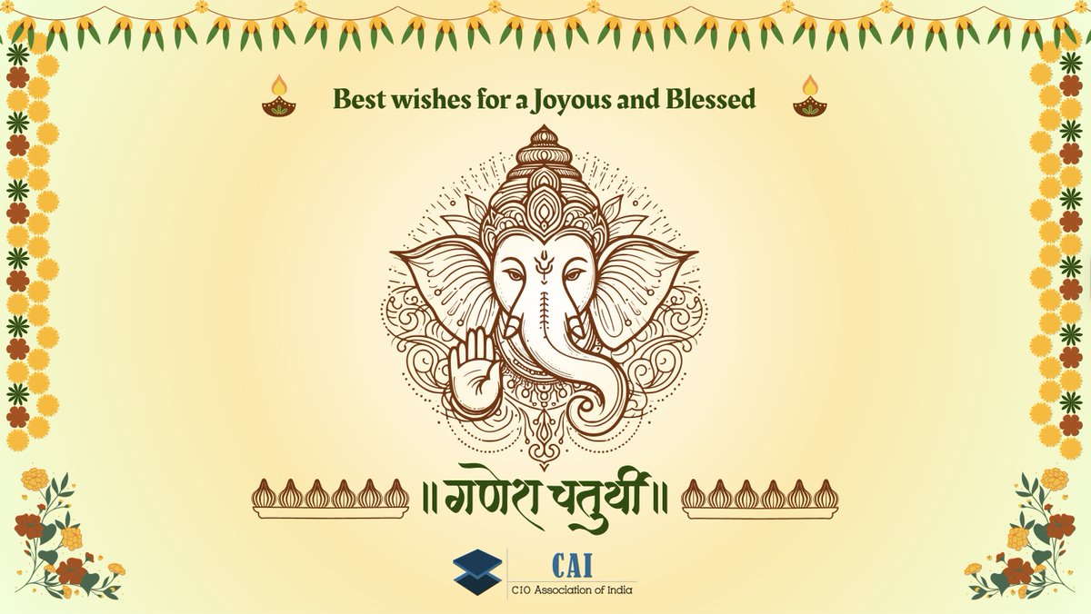 CIOIndia's tweet image. “On this Ganesh Chaturthi, may Lord Ganesha bless you with harmony, happiness, and success. As we welcome Ganapati Bappa with devotion and bid him farewell with visarjan, we are reminded of renewal, gratitude, and new beginnings. 🌸🙏 #GaneshChaturthi #ganpatibappamorya2025