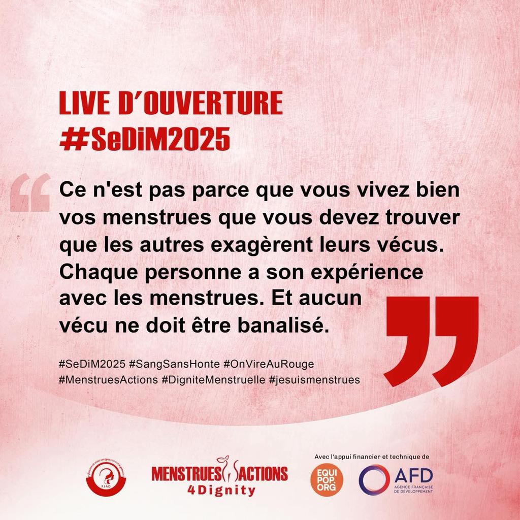 RichelleHodehou's tweet photo. Suite de notre retour sur le live de lancement de la #SeDiM2025 🩸

La parole s’est libérée autour des menstrues ✨.

#SeDiM2025 #SangSansHonte #OnVireAuRouge #DignitéMenstruelle #MenstruesActions #JeSuisMenstrues https://t.co/xUEiyPzZkV