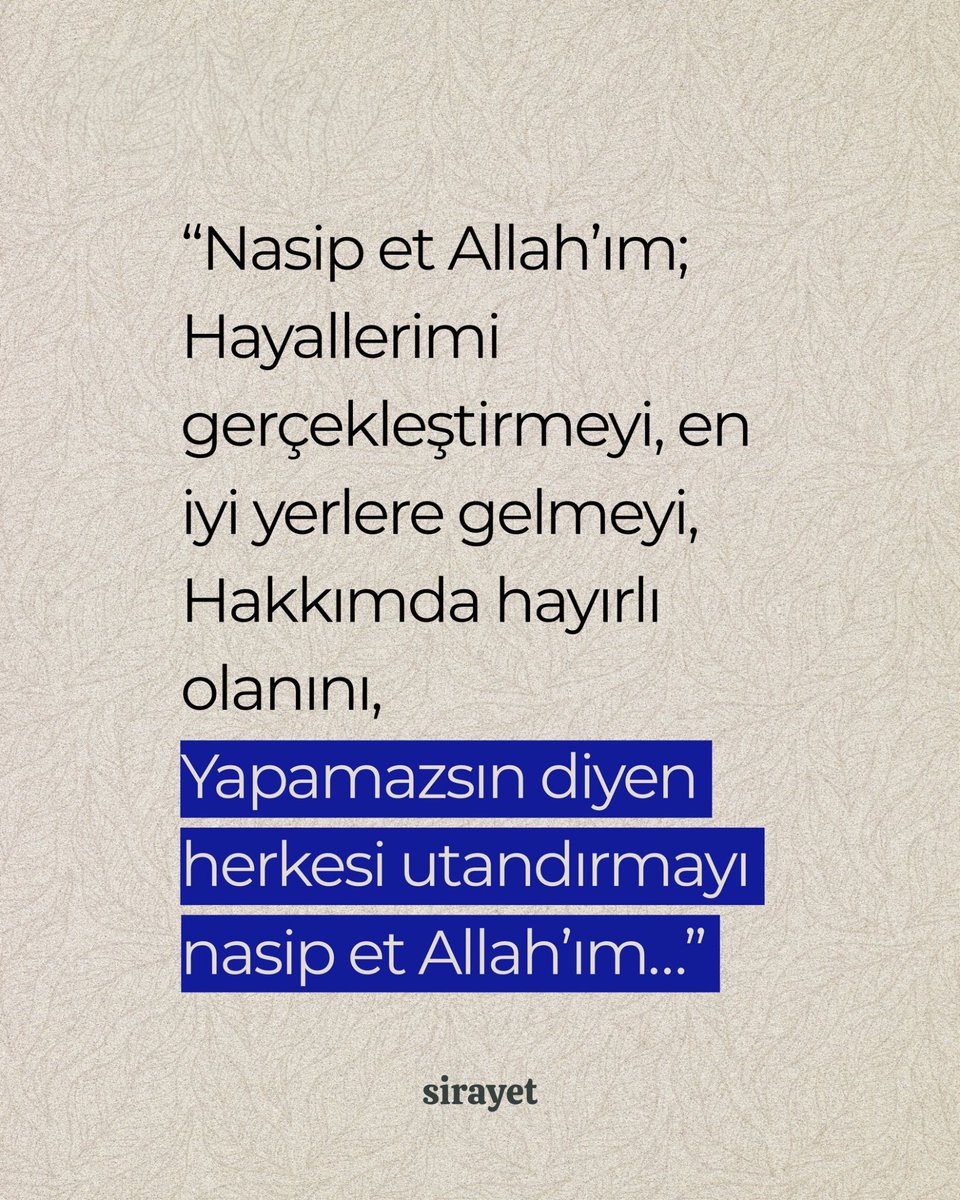 "Nasip et Allah’ım "