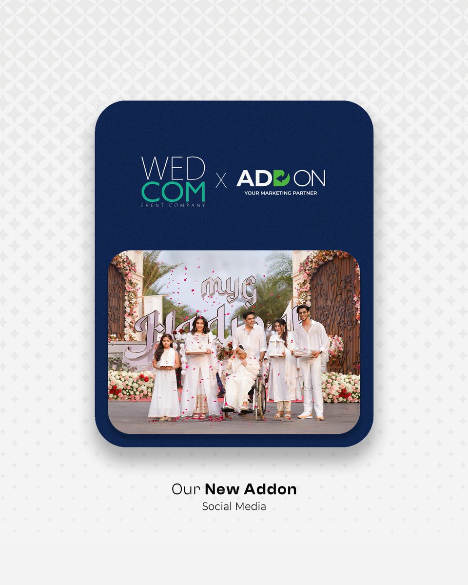 Addon_Marketing's tweet image. Excited to welcome WedCom ✨ A leader in unforgettable celebrations is now part of our Addon family! We’ll be boosting their social media to shine brighter than ever. Let’s make every moment count! 💫
#NewAddon #WedCom #EventPlanning #SocialMediaGrowth #addon #onboarding #client