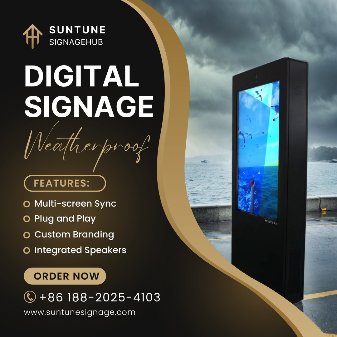 suntunesignage's tweet image. 🌧️ Don’t let the rain stop your message! Weatherproof outdoor LCDs keep delivering your content no matter the forecast. #RainproofDisplays #OutdoorSignage #LCDTechnology