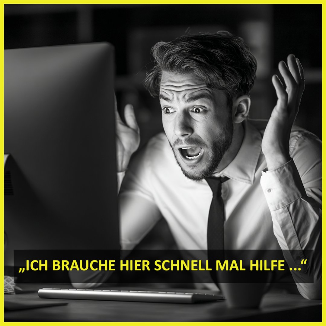 👉 Der klassische Montagmorgen, 08:30 Uhr. Der Kollege aus dem Vertrieb ruft verzweifelt an: „Hier geht gar nichts mehr, gestern ging's noch, ich habe nichts gemacht – in 15 Minuten habe ich ein Kundengespräch!“ 

Der Anruf geht in die zentrale IT-Mailbox, wird von drei Kollegen