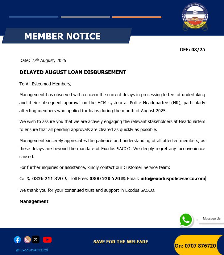 MEMBER NOTICE:

To All Our Esteemed Members.

For more details kindly read attached
