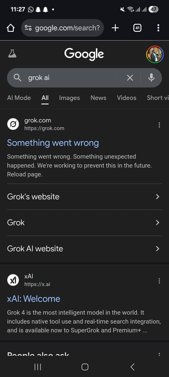 Hello <a href="/elonmusk/">Elon Musk</a> ! Your Grok SERP is literally saying 'Something went wrong' 😅
Maybe Grok doesn’t need AI engineers right now… it needs an SEO guy like me 🙆 Thanks me later!"

#Grok #GrokAI