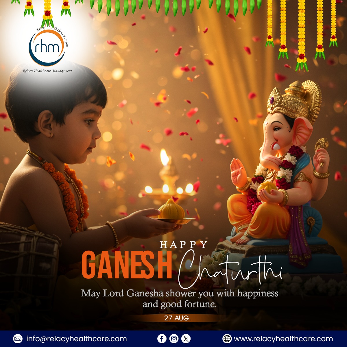 RHMConsultancy's tweet photo. Happy Ganesh Chaturthiโจ๐
May Lord Ganesha bless you with wisdom, happiness, and prosperity. ๐ธ
#GaneshChaturthi #GanpatiBappaMorya #Relacy #RelacyHealthcareManagement #RHM https://t.co/L7f7iN1PCU