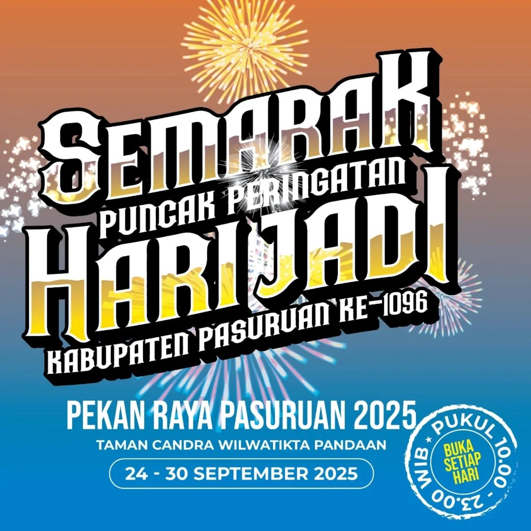 { coming soon }

Pekan Raya Pasuruan 2025
Halo sobat ada kabar baru nih, pekan Raya Pasuruan 2025 akan segera datang.
Yuk datang dan ramaikan di taman Chandra Wilwatikta pada tanggal 24-30 September nanti.