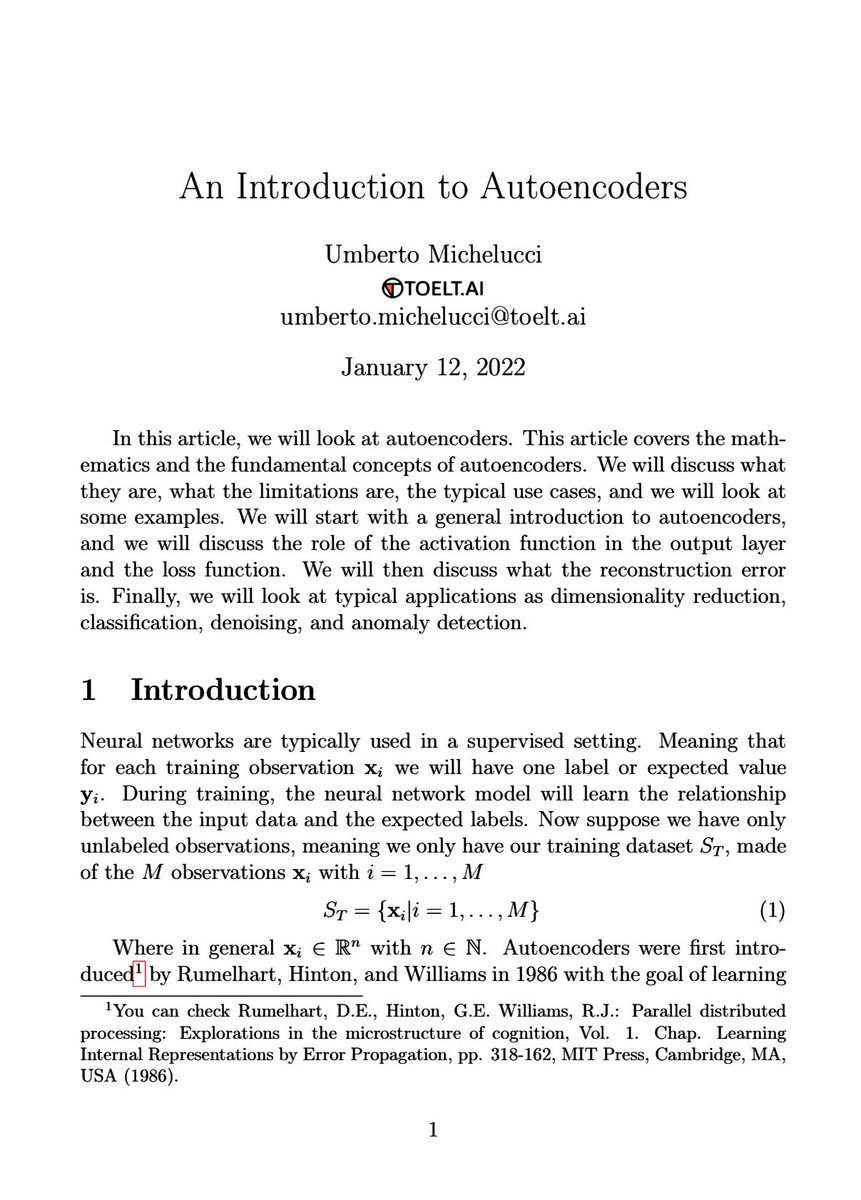 probnstat's tweet image. Autoencoders are neural networks that learn efficient data representations by encoding inputs into a lower-dimensional space and then reconstructing them. They’re widely used for dimensionality reduction, denoising, and feature learning.

arxiv.org/pdf/2201.03898