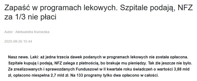 Partia Razem ostrzegała, że tak skończy się głodzenie publicznej ochrony zdrowia przez koalicję KO, PSL, PL2050 i Nowej Lewicy. Wygaszane programy lekowe, odwoływane operacje, zamykane oddziały i całe szpitale. To rząd Tuska ponosi za to odpowiedzialność.
cowzdrowiu.pl/aktualnosci/po…
