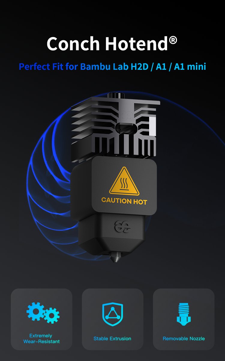 phaetus3D's tweet image. IT'S HERE! 🤩Phaetus first fall product drop!
The Conch Hotend for Bambu Lab H2D, A1, and A1 mini!
➡️ 2.5X longer life with EndCoat™ tech!
➡️ Extreme wear resistance!
➡️ 30-sec nozzle swaps! 🔥
AND! Our Autumn Mystery Box Giveaway is STILL GOING! 🎁
REPOST and ❤️ our pinned…