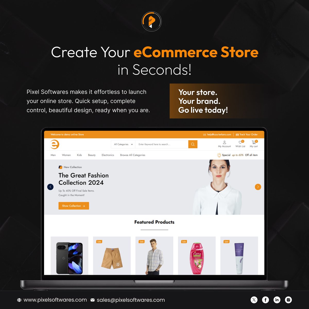 SoftwaresPixel's tweet image. Create Your eCommerce Store in Seconds!

Pixel Softwares makes it effortless to launch your online store. Quick setup, full control, beautiful design, ready when you are.
tinyurl.com/3acbtwjf

#eCommerceDevelopment #PixelSoftwares #OnlineStore #StartSelling #DigitalBusiness