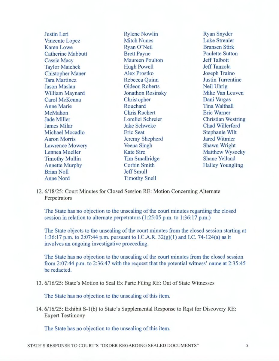 rise4thespiral's tweet photo. 🪡🧵Responses to Court's Order Regarding Sealed Documents Pt 2.2
State's Responses (2/3)
#idaho4 #kohberger #bryankohberger #adacounty #annetaylor #sealeddocuments #idaho #court #publicrecord #billthompson #defense #prosecution https://t.co/wrtVYsq1l6