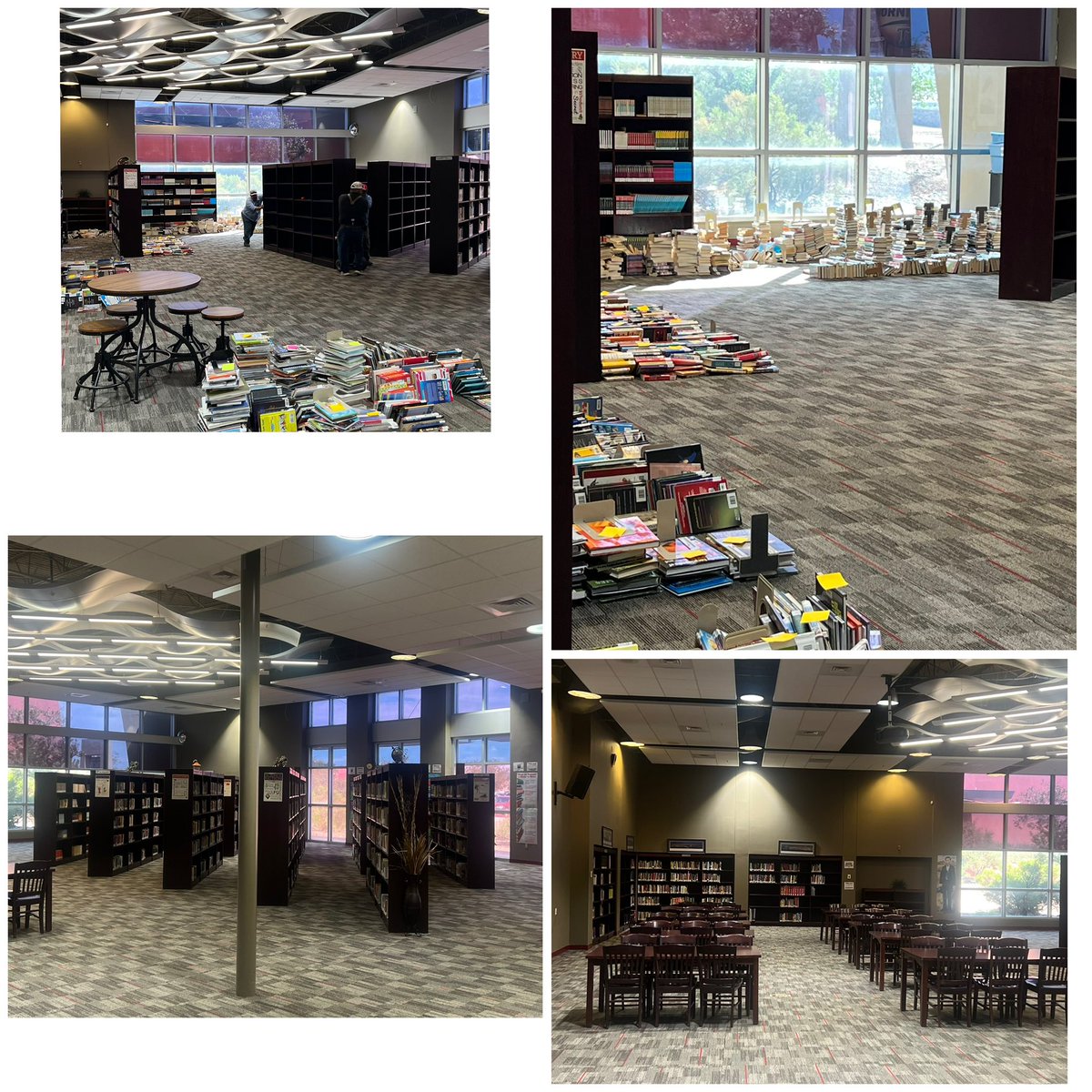 A HUGE Thank You to our TISD maintenance crew and the juniors who helped me rearrange the high school library shelves.  Our library looks amazing. THANK YOU! #TISDProud