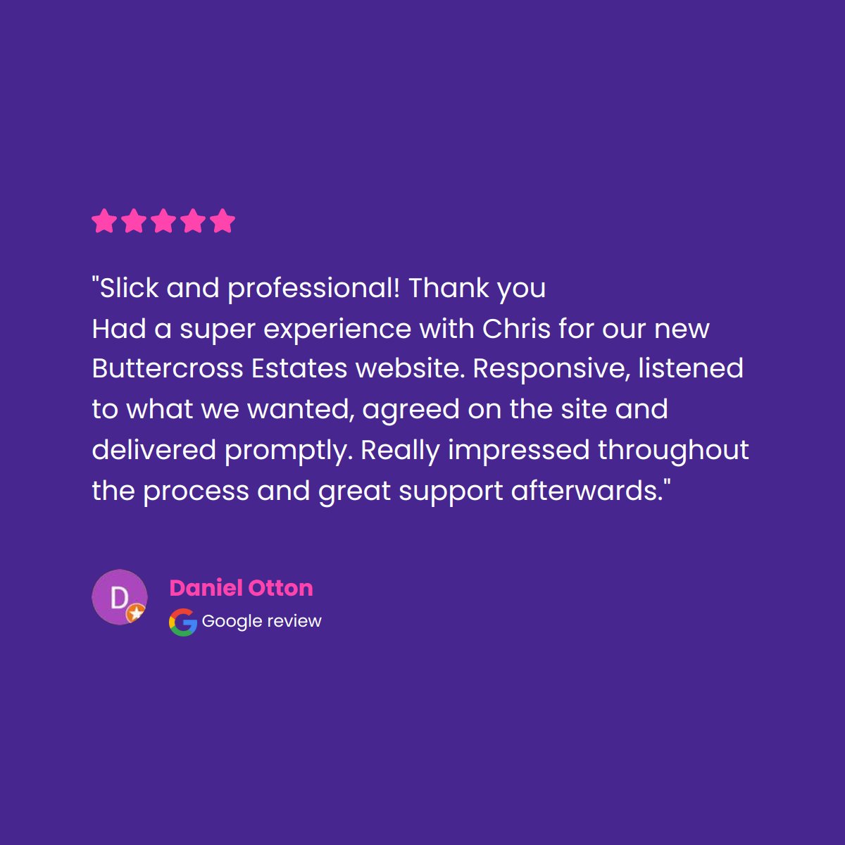 mr_chrisk's tweet photo. Thank you Daniel Otton for your wonderful 5 star review, much appreciated 🙏

#estateagents #digitalmarketing https://t.co/okWFMXn19h