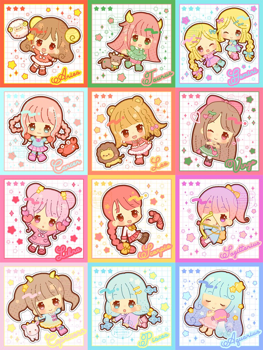 12星座の女の子全員並べてみた🌟
#デフォルメイラスト #イラスト