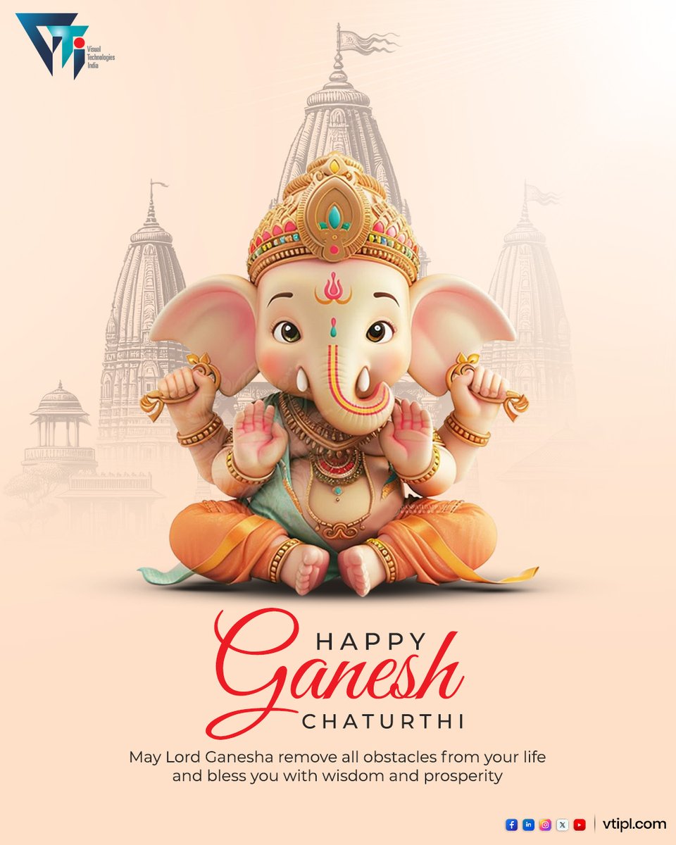 🌸 Ganpati Bappa Morya! 🌸 

May the remover of obstacles guide you to success and harmony in all aspects of life. Happy Ganesh Chaturthi!

#HappyGaneshChaturthi2025 #GanpatiBappaMorya #FestivalOfNewBeginning #Vtipl