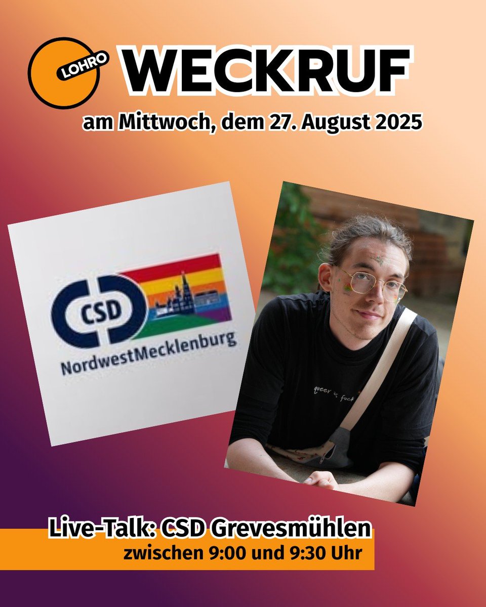 Gleich im #Weckruf live on air : Besuch zum CSD in Grevesmühlen 🏳️‍🌈🏳️‍⚧️🥳