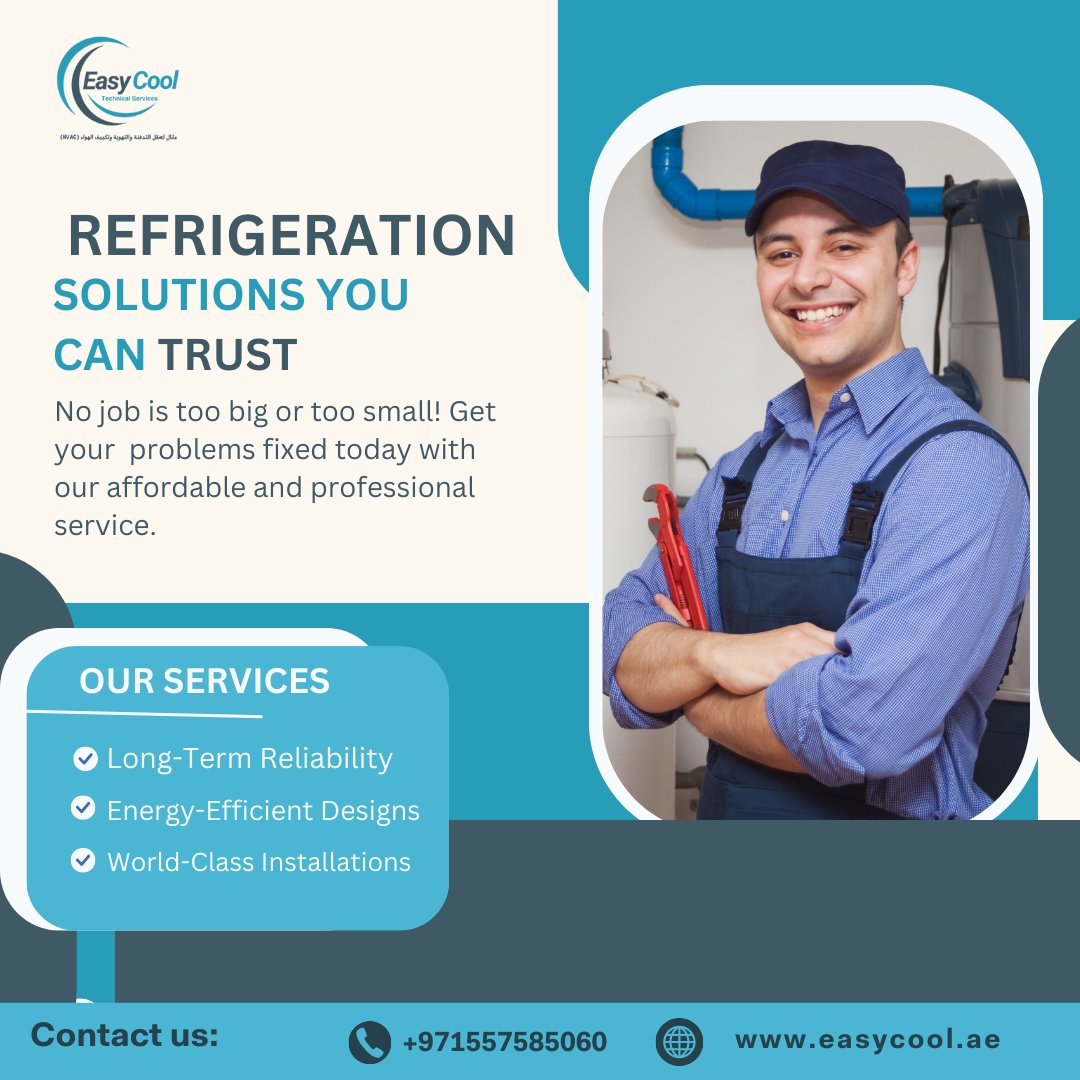 easycoolae's tweet photo. 🧊 Cool Solutions, Trusted Service! ❄️
From energy-efficient designs to world-class installations, EasyCool keeps your refrigeration reliable and stress-free.
📞 Call/WhatsApp: +971 557585060
🌐 Visit: https://t.co/p6CcSr8Qx3
#EasyCoolDubai #RefrigerationExperts #CoolingSolutions https://t.co/dSp0a0pcjQ