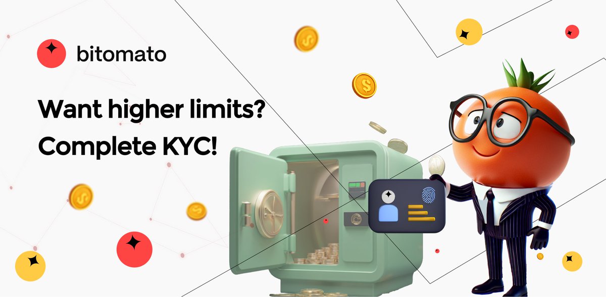 Want higher withdrawal limits? Here’s how! 💸

Your first KYC unlocks $1,000/day withdrawals. Need more?

Just complete full KYC verification and boost your daily limit for bigger moves!

👉 Get all the steps here (bitomato.zendesk.com/hc/en-us/artic…)