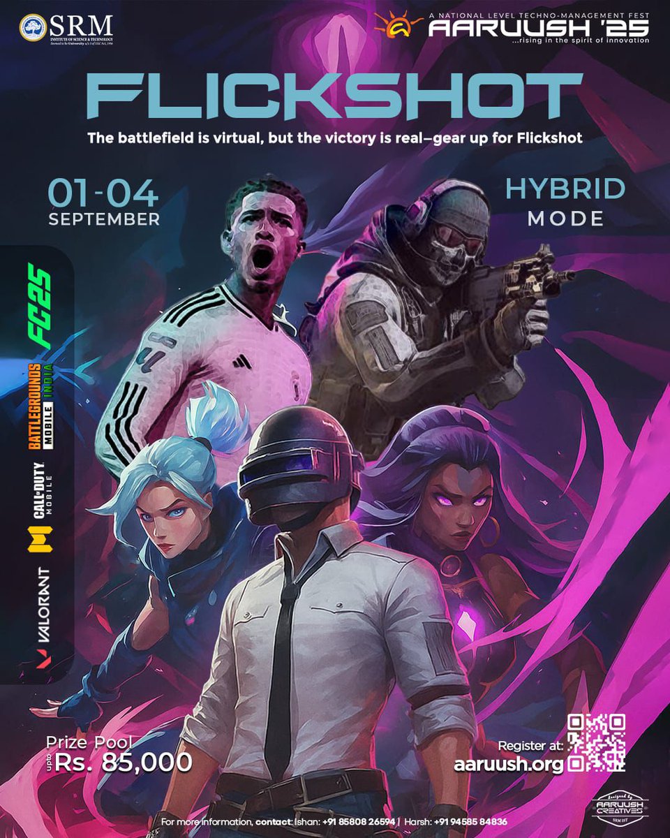Daakudady69's tweet photo. @XGaming 
📢Brace yourselves, gamers! Get ready for FLICKSHOT A'25, 
This is your call to the virtual arena 🕹️, where legends are forged and champions are crowned.
 VALORANT
 BGMI
 CALL OF DUTY: MOBILE 
 FC25 ⚽
PrizePool- INR 85,000
https://t.co/bKxEy2xd8n https://t.co/ttKI3RXG8J