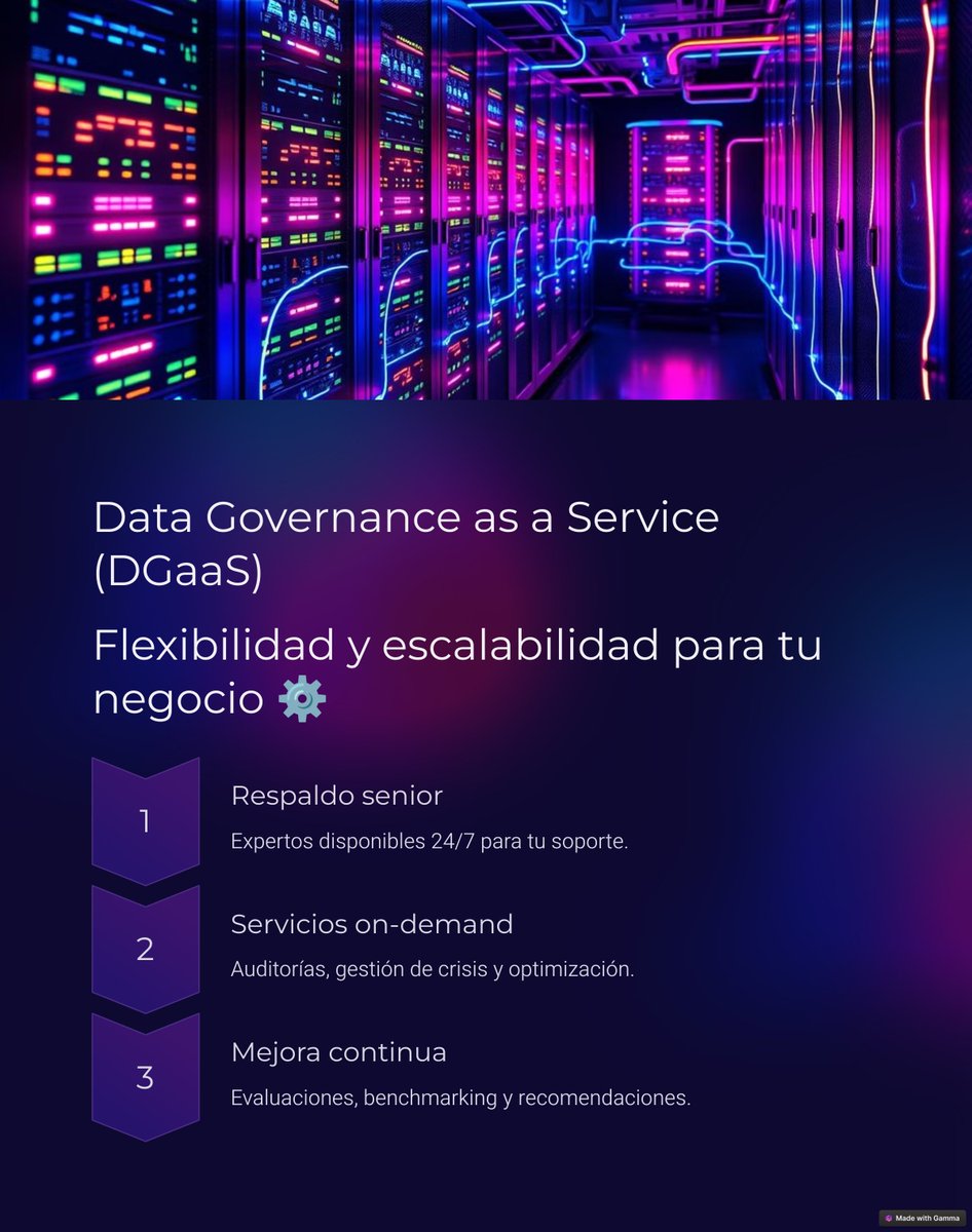 ⚙️ Data Governance as a Service® (DGaaS): Flexibilidad y escalabilidad para tu negocio. Respaldo senior 24/7 + Servicios on-demand + Mejora continua = Solución integral que se adapta a tu crecimiento 📈
datagovernancelatam.com
#DGaaS #Flexibilidad #Escalabilidad