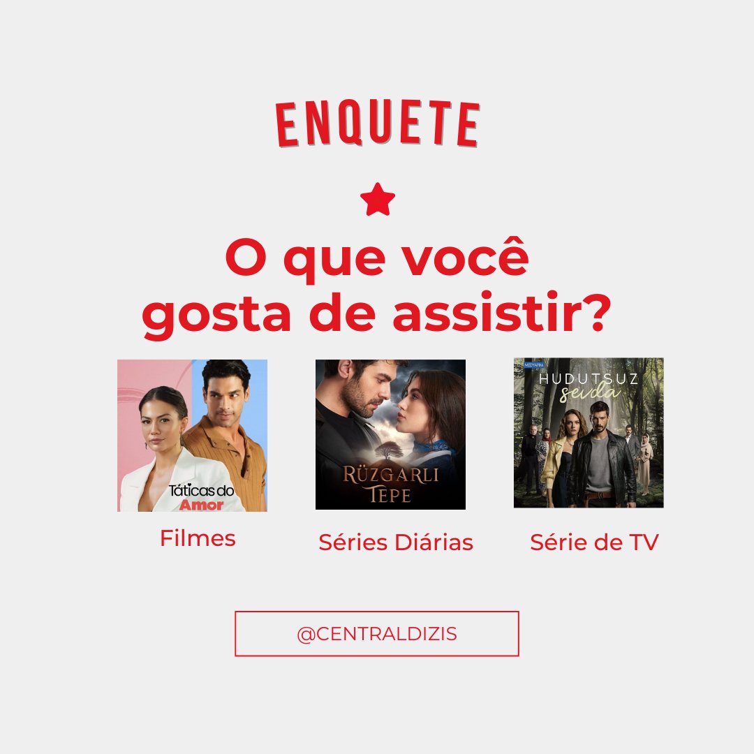 Queremos saber: qual é o seu tipo favorito de produção para maratonar? 🍿💻

👉 Filmes
👉 Séries Diárias
👉 Séries de TV