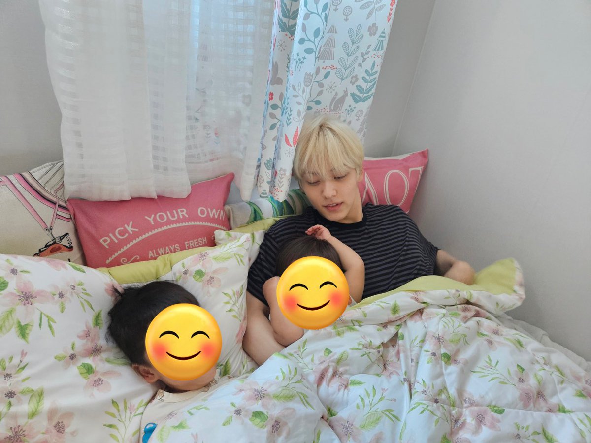Putting emojis on their faces out of respect, but he’s such a cute uncle