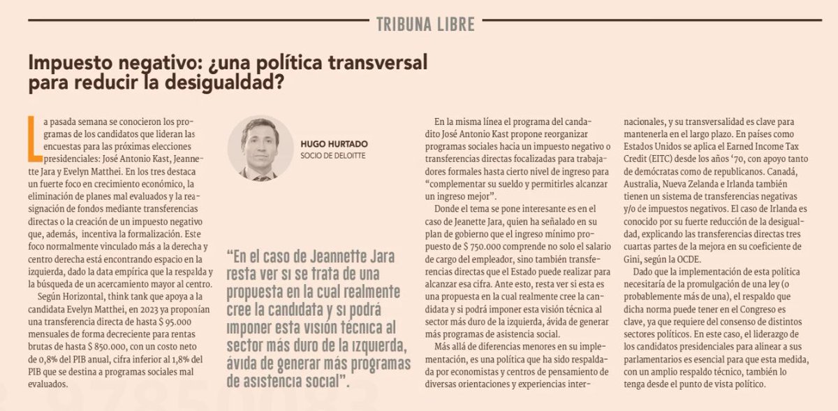 💬 #OpiniónDF | Impuesto negativo: ¿una política transversal para reducir la desigualdad?- Hugo Hurtado, Socio de Deloitte
df.cl/opinion/column…