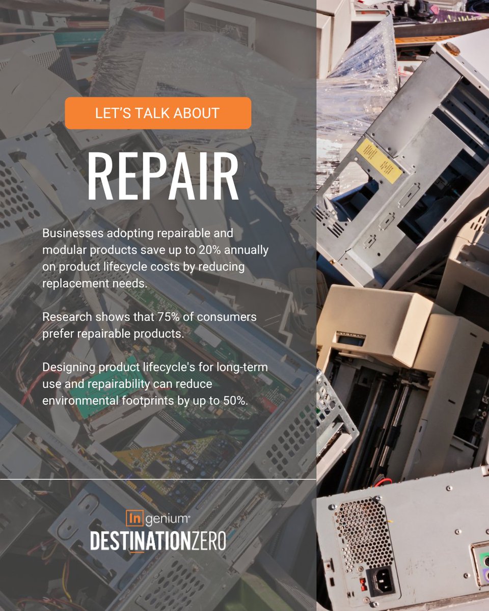 PureIngenium's tweet image. #Repair—and the right to repair—is key to a #circulareconomy. Extending product life cuts waste, saves resources, and reduces costs. For businesses, it’s not just sustainable—it’s smart, resilient, and  increasingly expected by both customers and #regulators.