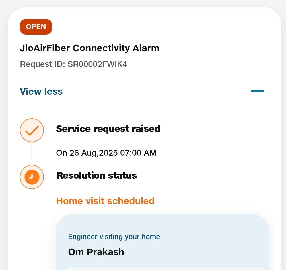 MukulEnglish's tweet photo. @JioCare It has been more than 36 hrs since I raised the complaint and more than 24 hrs since you have that hackneyed reply to "feel sorry" and "resolve soon". Would you pls resolve my problem.?? Req ID SR00002FWIK4

Hope at least you would reply https://t.co/upnhtwpmkF
