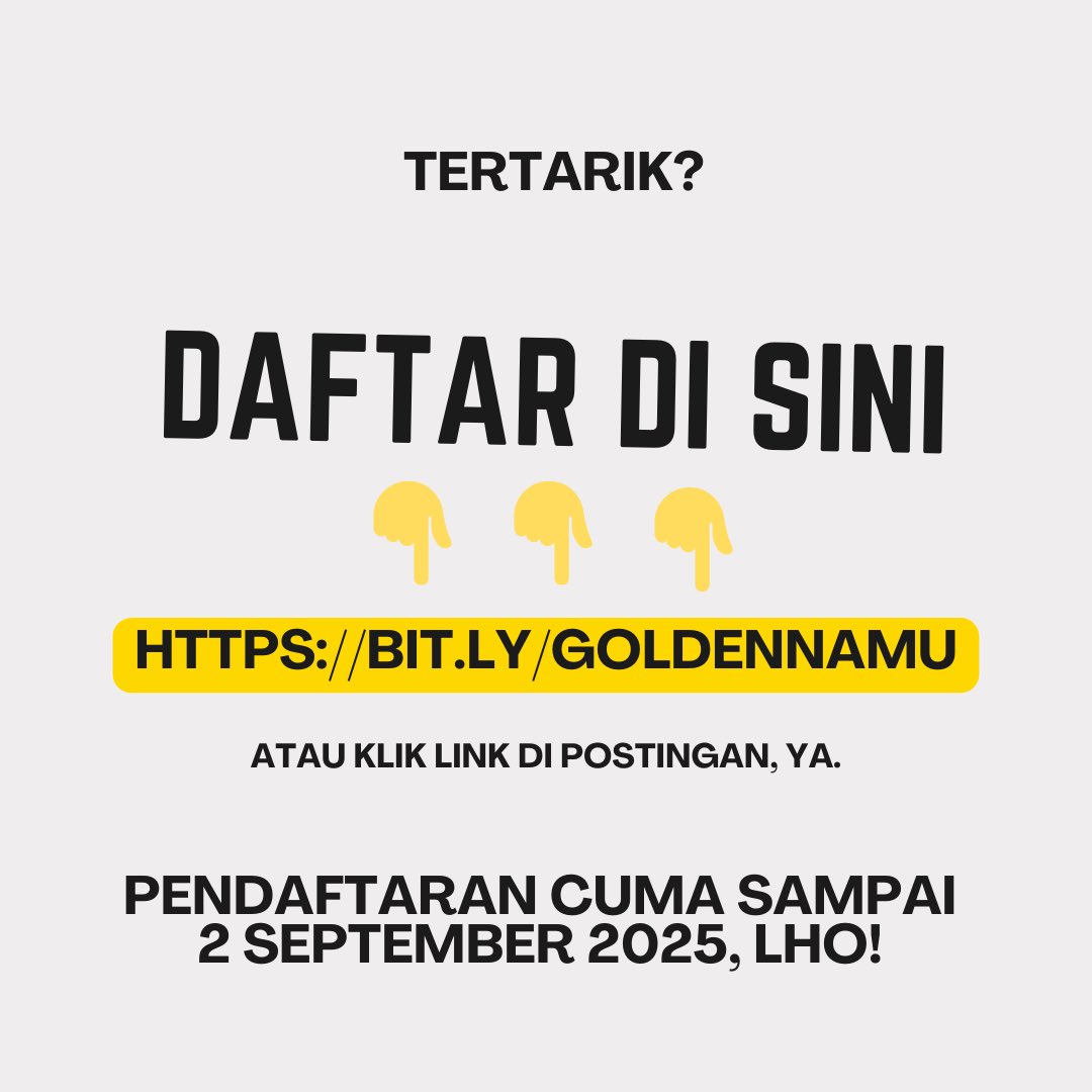 BangsalAksara's tweet photo. ✨ Calling for Participants ✨

Golden Namu Project udah buka pendaftaran! 🌸🌳

🍀 Rules 🍀
🌟 RT dan like tweet ini ✨
🌟 Follow @BangsalAksara dan media partner:
📌 @armyhaluzone_ 
📌@ArmyWritingAU 
🌟 Isi form ini 👉 https://t.co/tiwgKvMFiy

 Cek poster utk detailnya 🥰 https://t.co/KShE3cDA69