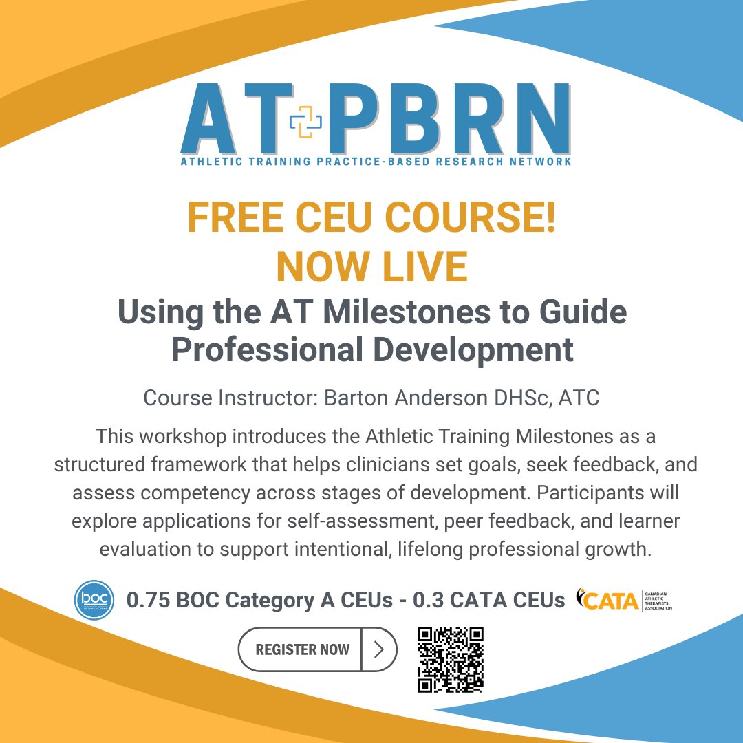 ✨ Ready to grow? Our newest FREE CEU course helps you reflect on your practice, set goals, and seek feedback with intention. Take the first step in your self-assessment journey and invest in lifelong professional growth. #ATPBRN #FreeCEUs #ATMilestones