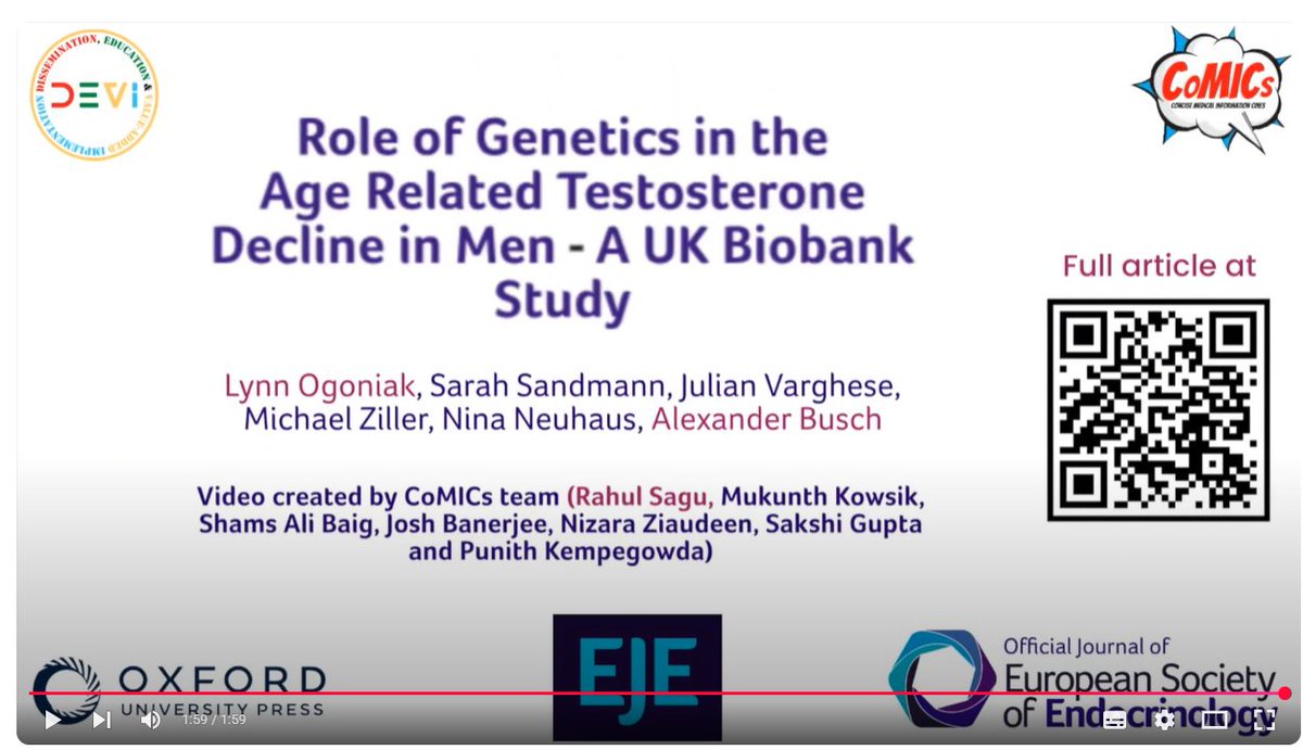 #CoMICWednesday
#EJECoMICs Ep 60: NEW <a href="/EJEndo/">Euro J Endocrinology</a> paper: Role of genetics in the age-related testosterone decline in men: a UK Biobank study youtu.be/s8LFo8RR8f0

Full article doi.org/10.1093/ejendo…
By @SimbaComics led by @rahulsagu6 <a href="/ESEndocrinology/">European Society of Endocrinology (ESE)</a>
