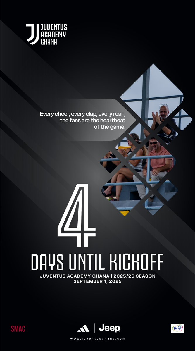 JuveAcademyGh's tweet image. Only 4 days left! ⏳
The excitement is building as we get closer to hitting the pitch again.
#JuveAcademy #BackToTraining
