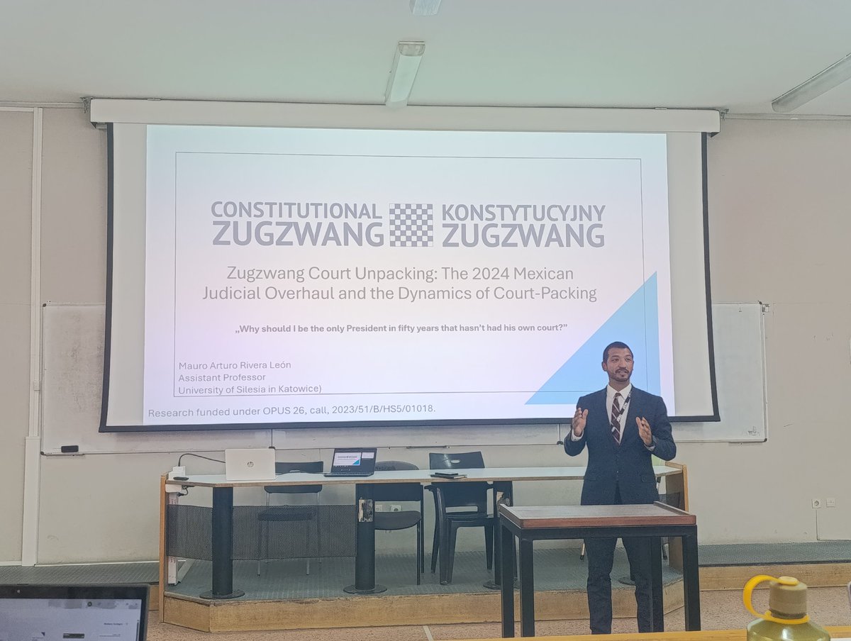 Today, I presented my paper “Zugzwang Court Unpacking,” analyzing the dynamics of cyclical court packing through a case study of the Mexican jurisdiction at the #ECPR2025 in <a href="/ecpr_law_courts/">ECPR Law & Courts 🇺🇦🇪🇺</a>  

Excellent feedback from Johan Schäfer (discussant) and the rest of the participants.