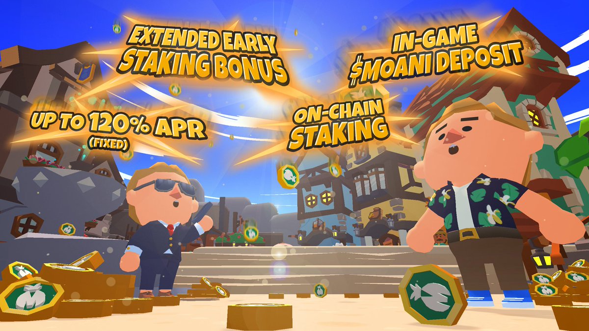On-Chain Staking &amp; $MOANI Deposits Are Live! 🏦🌴

Tycoons, the next chapter begins! On-chain $MOANI staking is now live on Paradise.Cloud, with extended early-staker bonuses starting from today. 

Lock in up to a fixed 120% APR and grow your $MOANI! 🔥

Learn how to