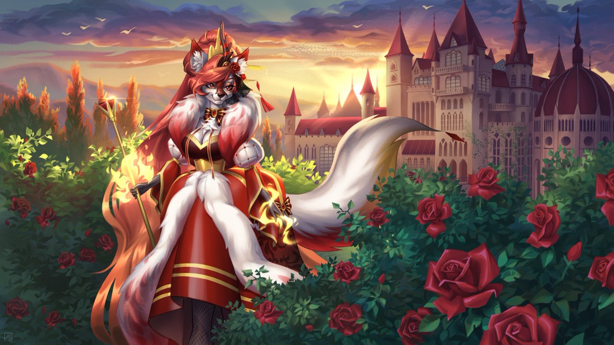 Romantica·Rose🌹
For YUN

#holivi #wolfart #furry #wolf #rosegarden #roses #Europeancastle #queen #castle