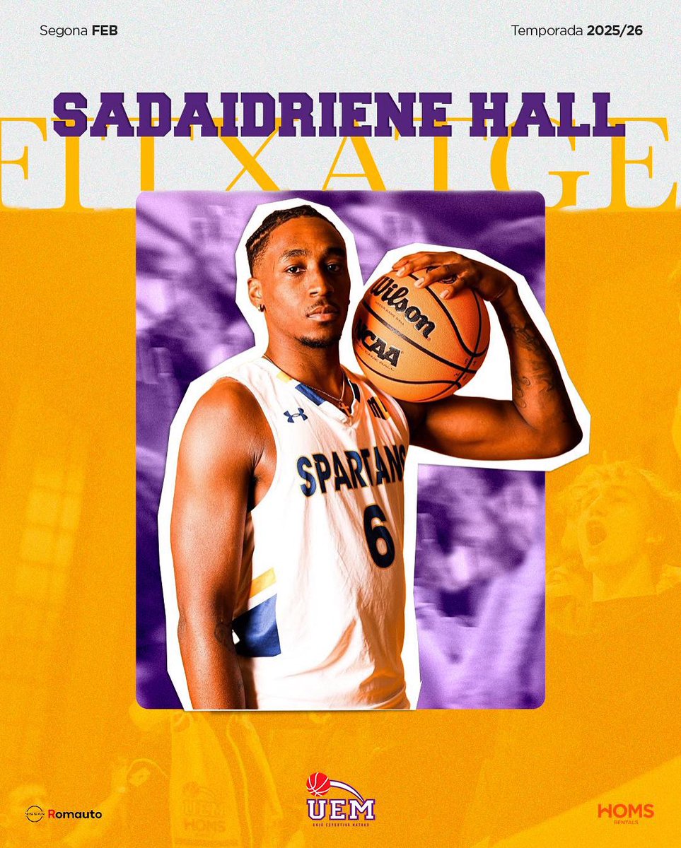 🚨 𝗦𝗔𝗗𝗔𝗜𝗗𝗥𝗜𝗘𝗡𝗘 𝗛𝗔𝗟𝗟 𝗙𝗜𝗧𝗫𝗔𝗧! 

✍🏻 En Sadaidriene Hall és el darrer fitxatge del Mataró Homs per a la temporada 2025/2026 a #2aFEB!

🔥 Format a la NCAA I amb els San José State Spartans, el jove jugador nord-americà de 1,96 m, destaca pel seu físic, intensitat
