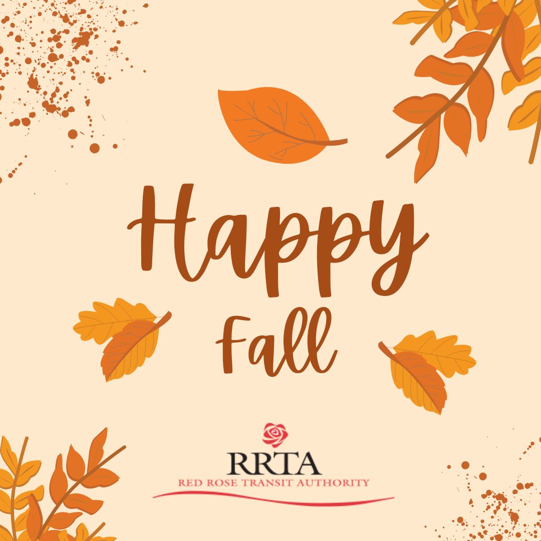 Red Rose Transit (@redrosetransit) on Twitter photo Fall is here! Ride RRTA to all your Fall festivities this season. 🚍🍂
View our fixed-route schedules at redrosetransit.com and plan your trip today! Fall is here! Ride RRTA to all your Fall festivities this season. 🚍🍂
View our fixed-route schedules at redrosetransit.com and plan your trip today!