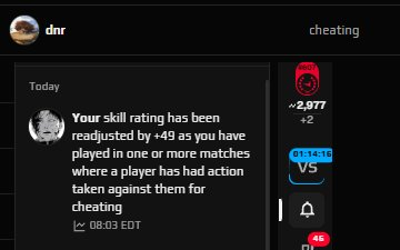GG free +50 elo, who else got DNR cheating elo