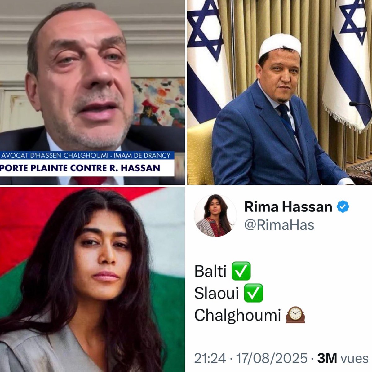 LeMediaPolitiFR's tweet image. ⚠FLASH : Rima Hassan risque 15 ans de prison pour des tweets critiquant l&apos;imam Chalghoumi. Son avocat, Me Kaminski, l&apos;a annoncé sur CNews. #Justice #LibertéExpression #Censure
Sources concordantes