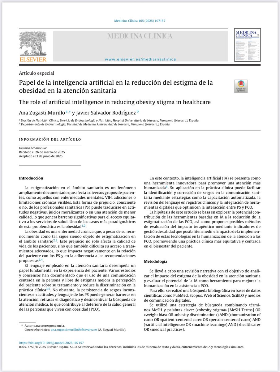 Ana Zugasti (@ana_azugas) on Twitter photo 🚨🆕¿Puede la #IA ayudarnos a reducir el #estigma de la #obesidad en la atención sanitaria? Algunas reflexiones y propuestas con <a href="/javsalvad/">Javier Salvador</a> <a href="/MedClinBarc/">Medicina Clínica</a> 
<a href="/ObesitySeen/">ObesitySEEN</a> <a href="/SociedadSeedo/">SEEDO</a> <a href="/salud_na/">Salud - Osasuna</a> 
<a href="/HumansFundacion/">Fundación Humans</a> <a href="/evaanyon/">Eva Añón | Comunicación, Redes, IA en Salud</a> #IASalud <a href="/etornosinza/">Eduardo Tornos</a> <a href="/fjrascon/">F. Javier Rascón | #Humanismo Digital en Salud</a> <a href="/josemiguelcacho/">Jose Miguel Cacho</a> 🚨🆕¿Puede la #IA ayudarnos a reducir el #estigma de la #obesidad en la atención sanitaria? Algunas reflexiones y propuestas con <a href="/javsalvad/">Javier Salvador</a> <a href="/MedClinBarc/">Medicina Clínica</a> 
<a href="/ObesitySeen/">ObesitySEEN</a> <a href="/SociedadSeedo/">SEEDO</a> <a href="/salud_na/">Salud - Osasuna</a> 
<a href="/HumansFundacion/">Fundación Humans</a> <a href="/evaanyon/">Eva Añón | Comunicación, Redes, IA en Salud</a> #IASalud <a href="/etornosinza/">Eduardo Tornos</a> <a href="/fjrascon/">F. Javier Rascón | #Humanismo Digital en Salud</a> <a href="/josemiguelcacho/">Jose Miguel Cacho</a>