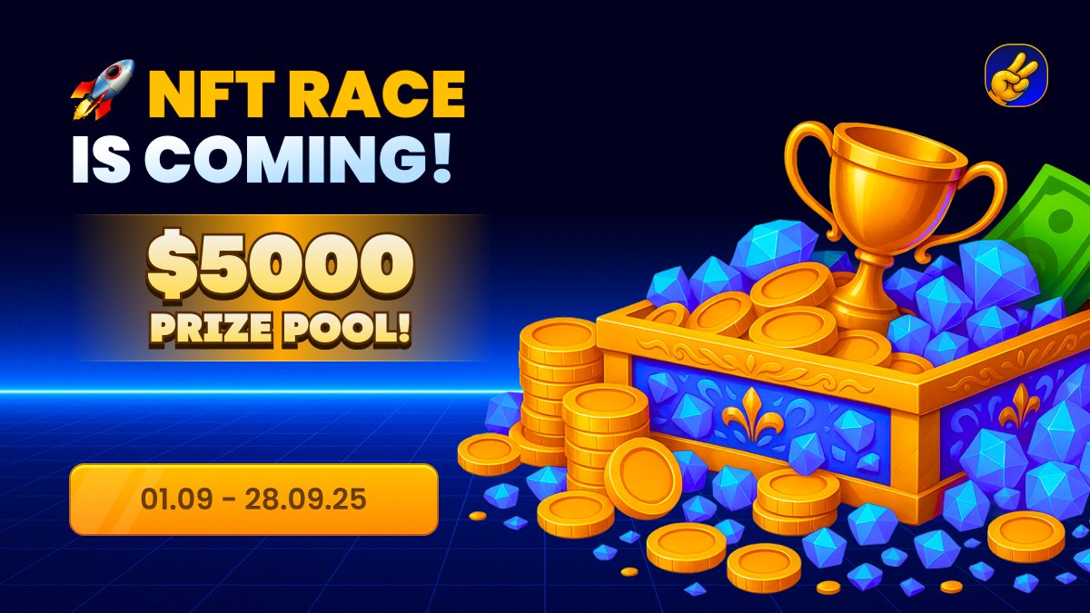 🚨 Get ready! The NFT Race is almost here! 🚀
Starting September 1st till 28th, <a href="/rps_chain/">Rock Paper Scissors</a> is kicking off an epic competition with a massive $5,000+ USDT prize pool up for grabs!
Want to know how to win? Check out the thread below for all the details 👇

 #NFT #Crypto #Giveaway