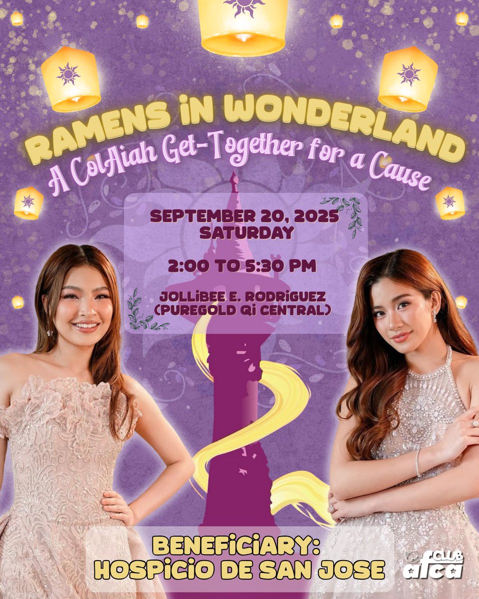_allforcolaiah's tweet photo. Colet and Aiah have always been our source of inspiration in everything we do with our influence. Our love for them is what binded us altogether, Ramens.

Just like ColAiah’s connection— steady, calm, and always present, we want to celebrate Colet’s birth month and ColAiah Ramens’ friendship the Colaiah way. 💚🩵

Join us on September 20, Saturday at Jollibee E. Rodriguez (Puregold QI Cental) for an afternoon filled with fun and purpose. 🎉😍

Most importantly, all proceeds from this gathering will be given to Hospicio de San Jose. We believe that the best way to celebrate Colet and Aiah is to continue their advocacy in giving love and kindness in every way we can and making a difference one community at a time. ✨🏰🫶

Slots are very limited so stay tuned for the registration form to be posted on Saturday 8pm. See you there, Ramens! 🍜

#RamensInWonderland
#AllForCOLAIAH
#COLAIAHFanSupport