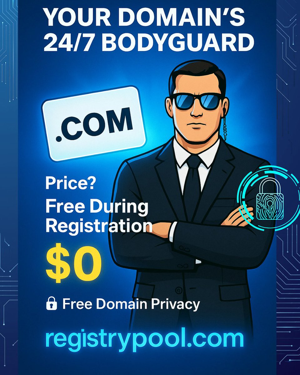 registrypoolcom's tweet image. 🛡️ Who’s Guarding Your Domain?

Your online identity deserves protection:
✅ 24/7 Security
✅ Free Domain Privacy
✅ $0 During Registration
Start now ➡️ registrypool.com

#domain #domainprivacy #cybersecurity #startup #entrepreneurship #websecurity #registrypool