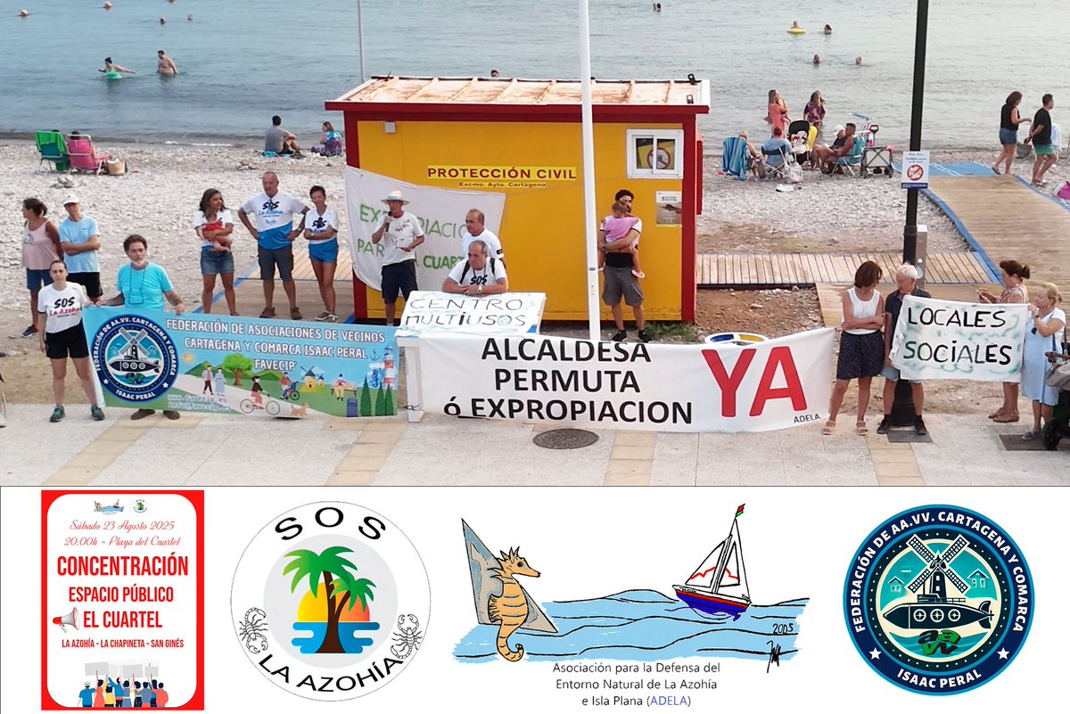 favecip's tweet photo. 📢 Vecinos de #LaAzohía se concentraron el 23 de agosto ✊ en la parcela del antiguo cuartel para reclamar un Centro Multiusos Vecinal con biblioteca, guardería, salas de reunión y salón de actos.

#IslaPlana #Cartagena #CentroVecinal #FAVECIP #ADELASOSLaAzohía https://t.co/0PBacgES2f