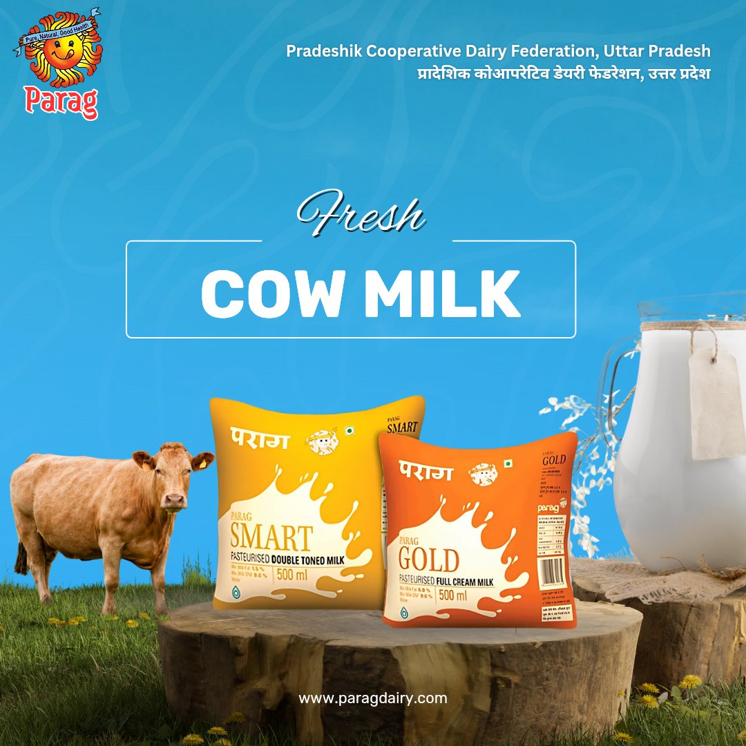 🥛✨ Parag Fresh Cow Milk –
हर घूँट में शुद्धता, हर दिन में ताज़गी! 🐄🌿

#ParagMilk #FreshCowMilk #TasteOfPurity #HealthyLiving