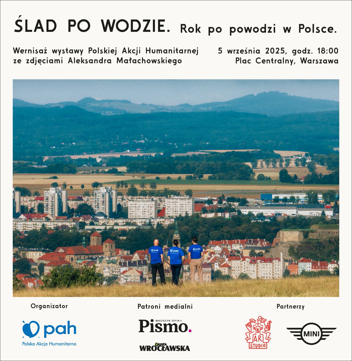 Niedługo minie rok od powodzi w #Polska. Dzięki Wam dotarliśmy z pomocą do 1⃣0⃣1⃣ miejscowości i blisko 30 tys. osób!

📢 5.09 zapraszamy na wernisaż wystawy w #Warszawa - to nasze podziękowanie za solidarność i wsparcie.

➡️bit.ly/wystawa_pah