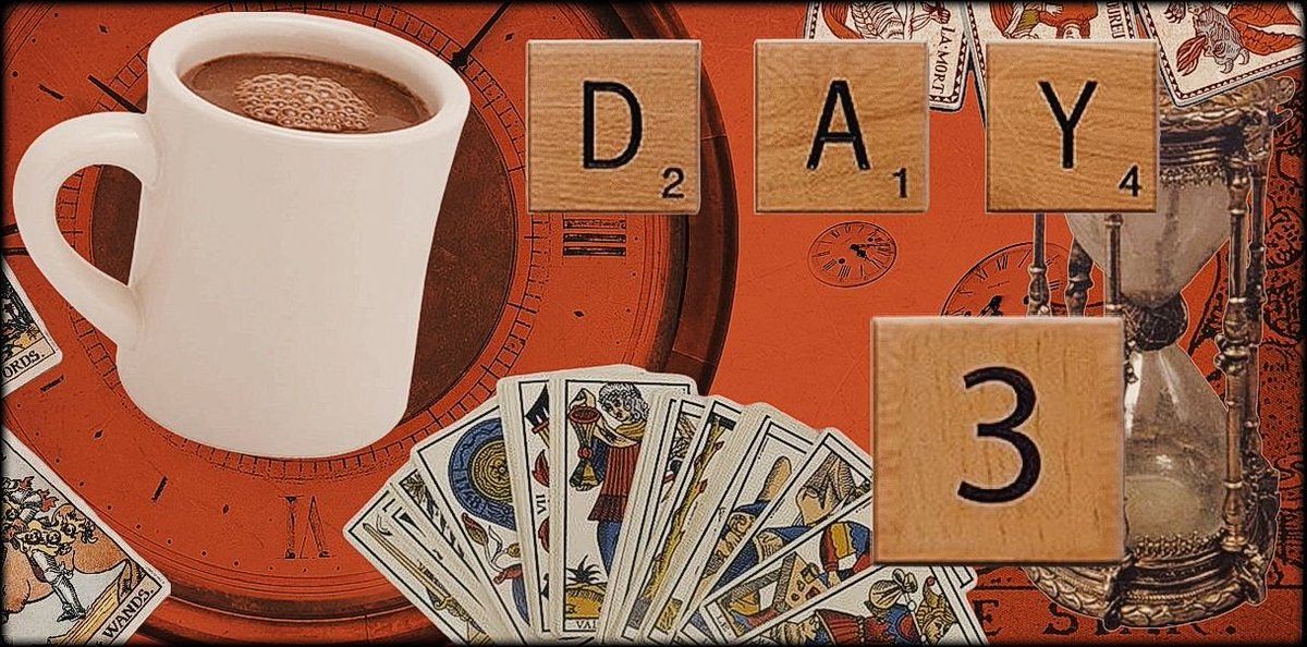 🕰️🃏𝗗𝗔𝗬 𝟯!🃏🕰️

Today's prompts are:
"𝗧𝗶𝗺𝗲𝗹𝗼𝗼𝗽" and "𝗧𝗮𝗿𝗼𝘁"  

Remember to tag us via @ and/or use the Hashtag #CocoaCollabs !