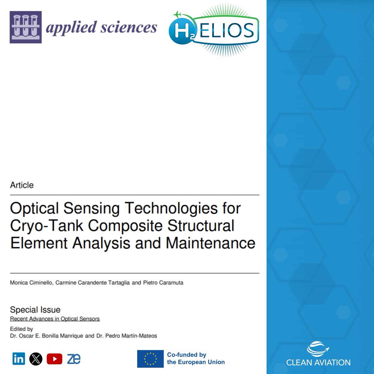 New #H2ELIOS publication 🔬

📄Optical fiber sensors (FBGs &amp; distributed) for structural health monitoring of cryogenic hydrogen tanks.
✨ Benefits:
✅ Metal‑free → hydrogen‑resistant
✅ Accurate at –253°C
✅ Early fault detection

🔗 zenodo.org/records/169488…